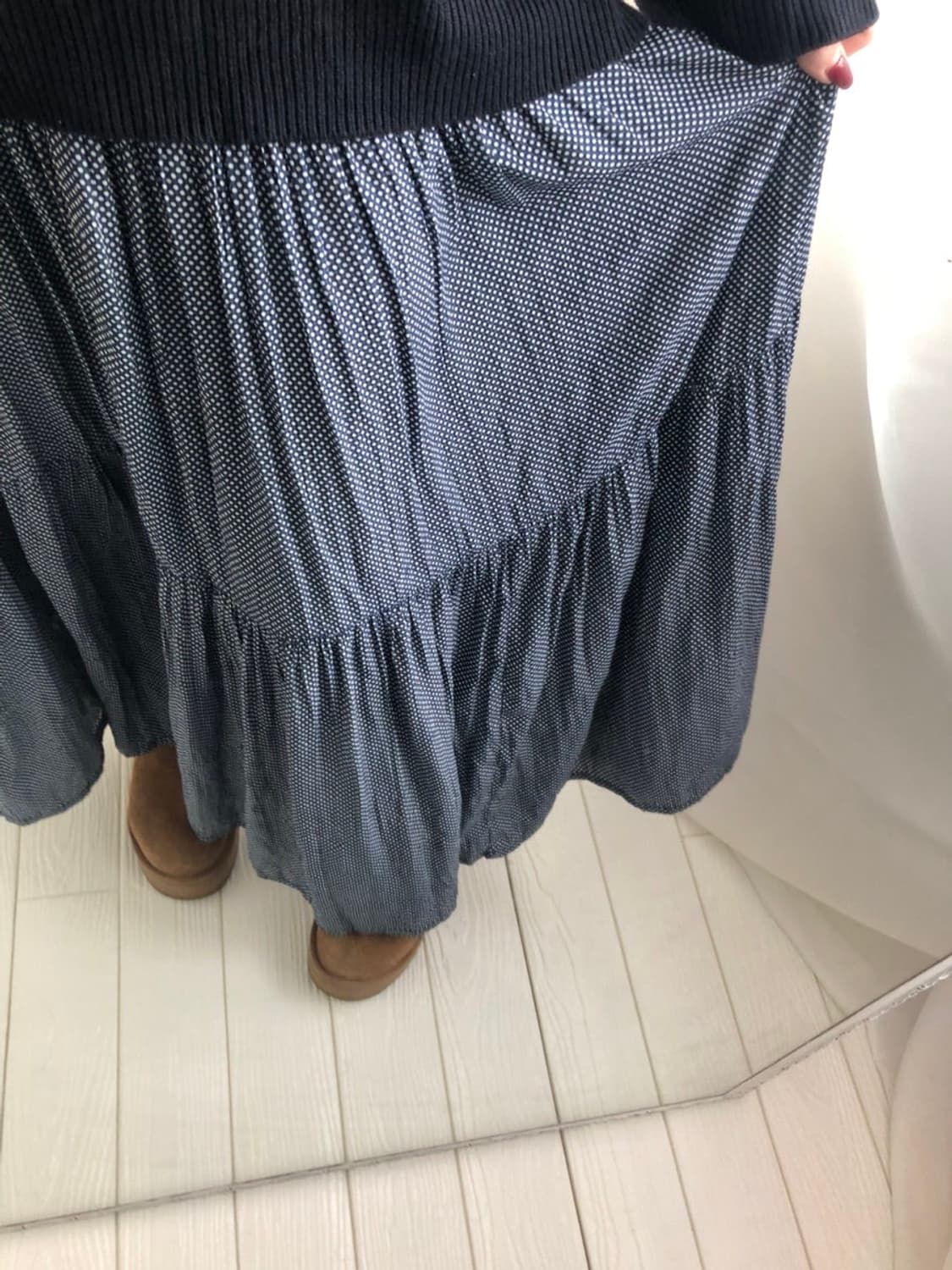 757. mini dot navy long SK 상품이미지4