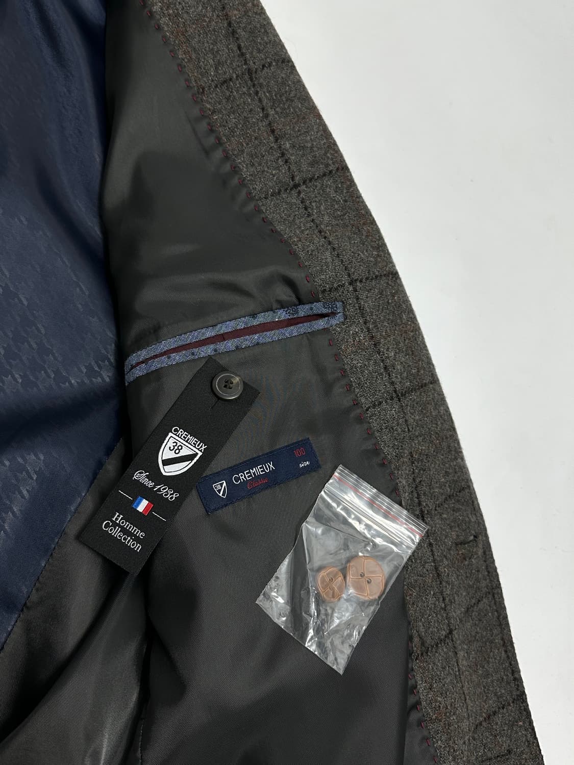 cremieux 모 혼방 엘보 패치 체크 블레이저 남자 정장 자켓 상품이미지8