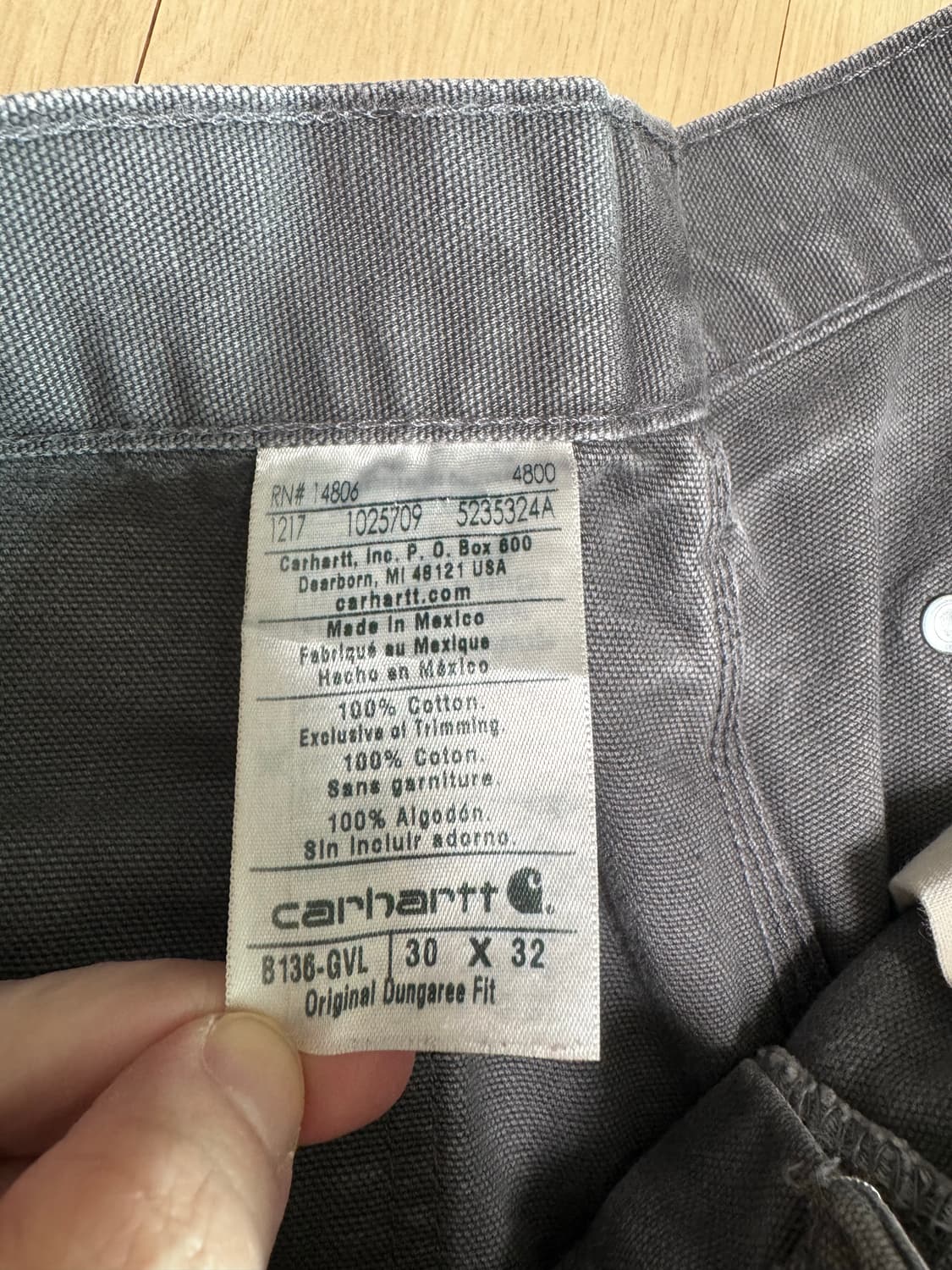 칼하트 더블니 b136 gvl 실측(허리39/기장107) 상품이미지3