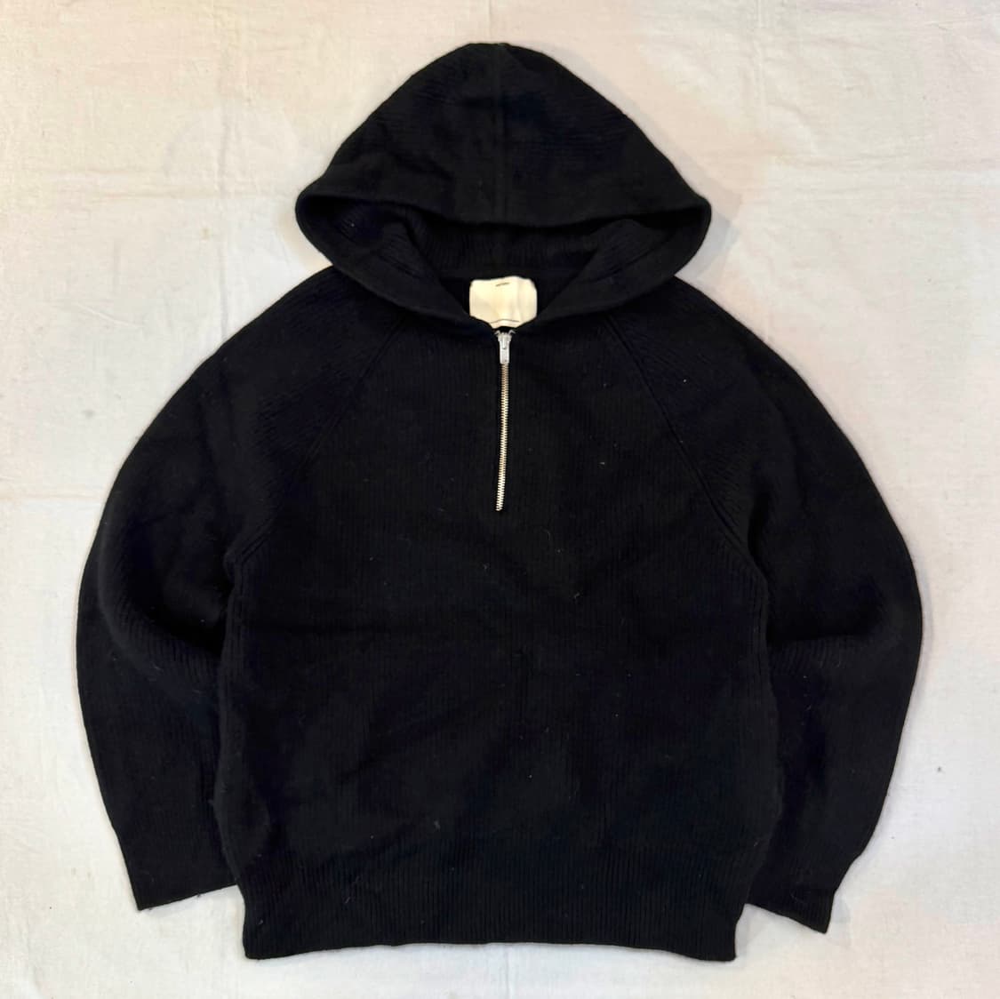 포터리 반집업 울 니트 후드 블랙 상품이미지1