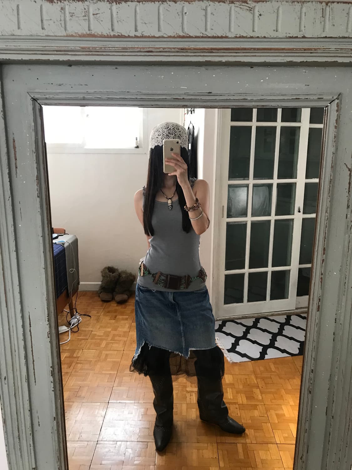vintage denim sha skirt (29inch) 상품이미지4