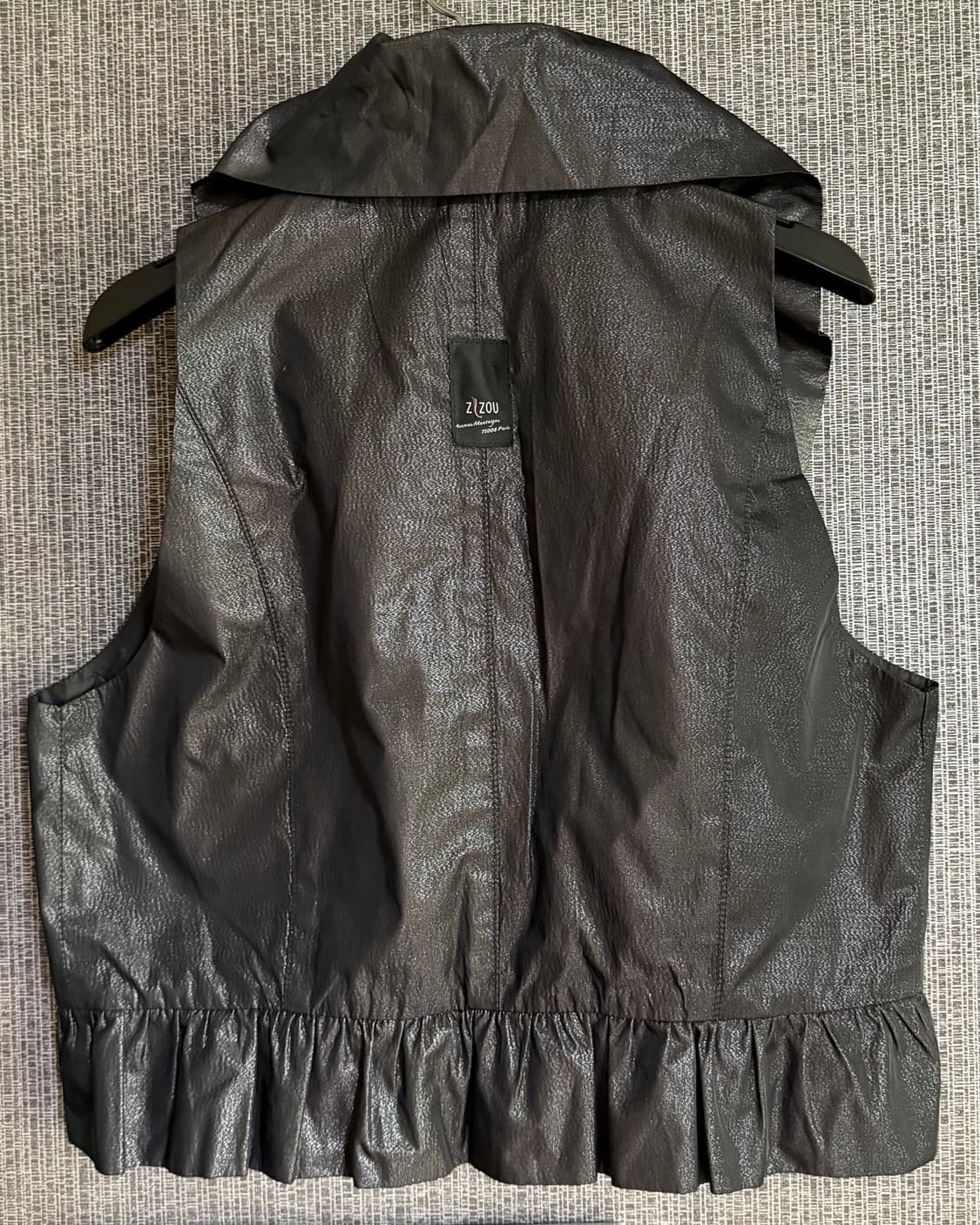 지주 ZIZOU 다크 그레이 메탈릭 프릴 셔링 베스트 조끼 77사이즈 상품이미지5