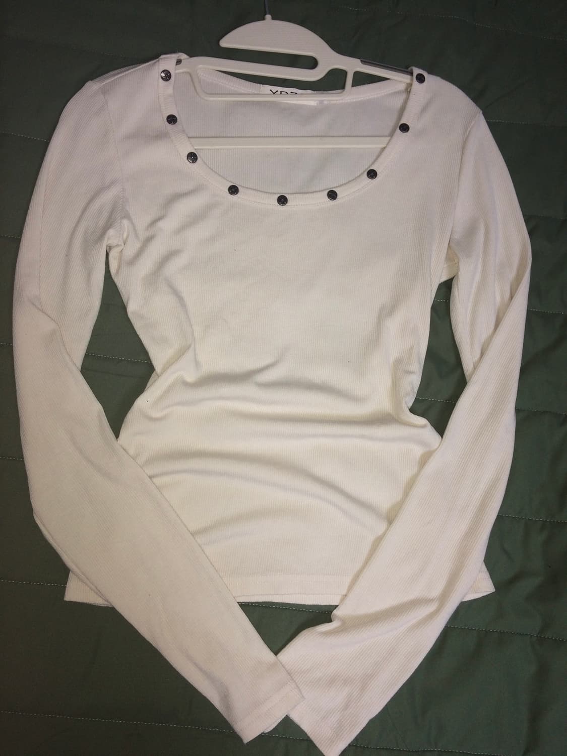 새상품 스터드 아이보리 골지 티 상품이미지2