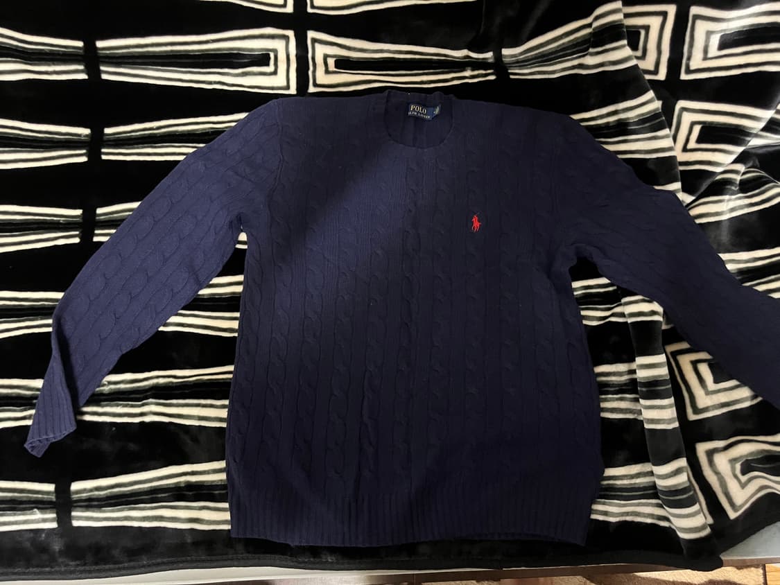 [M] 폴로 꽈배기 니트 네이비 상품이미지1