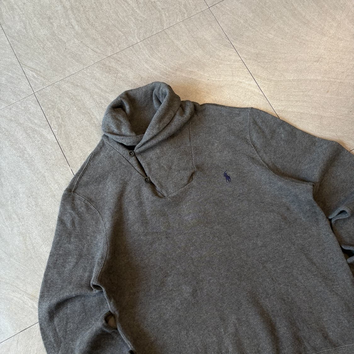폴로 정품 그레이 코튼 숄카라 니트 상품이미지2