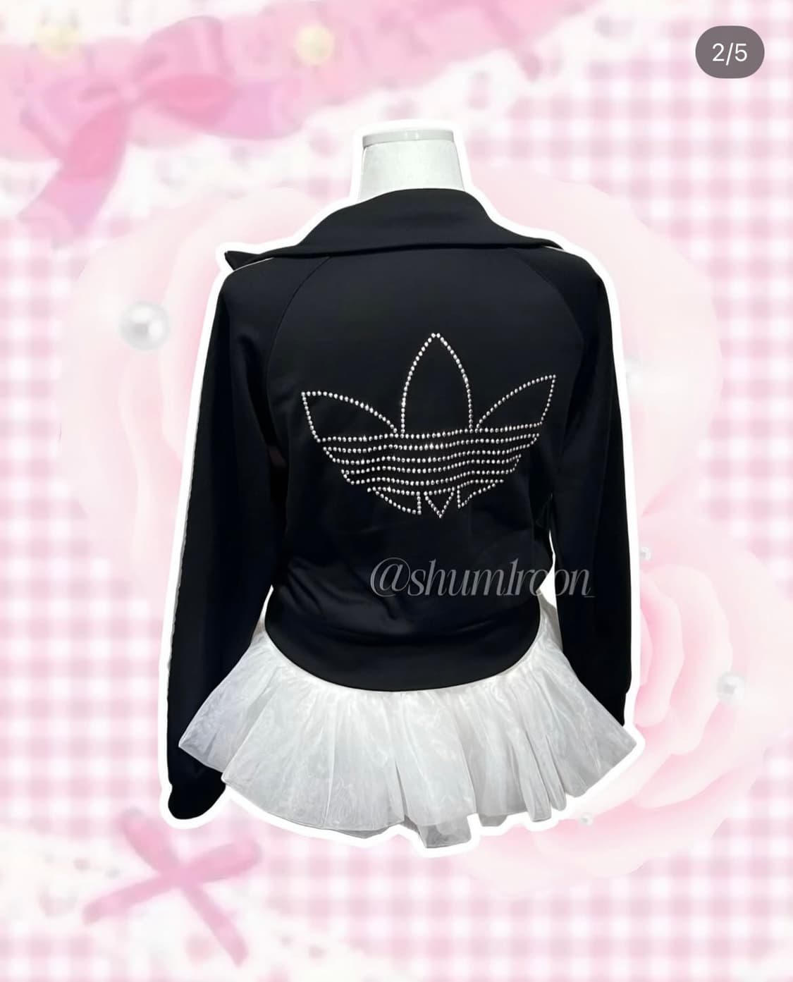 [셋업] 갸루 핑크리본탑 코르셋 아디다스 큐빅져지 상품이미지6