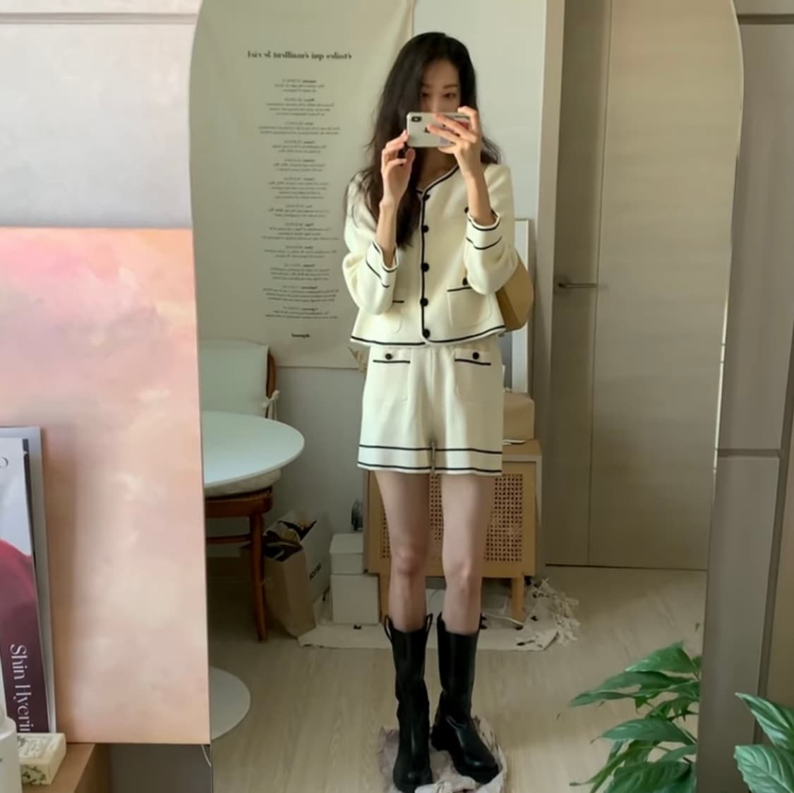 [s] 유어네임히얼 따스해진 깔끔이 가디건 크림, 블랙 상품이미지2