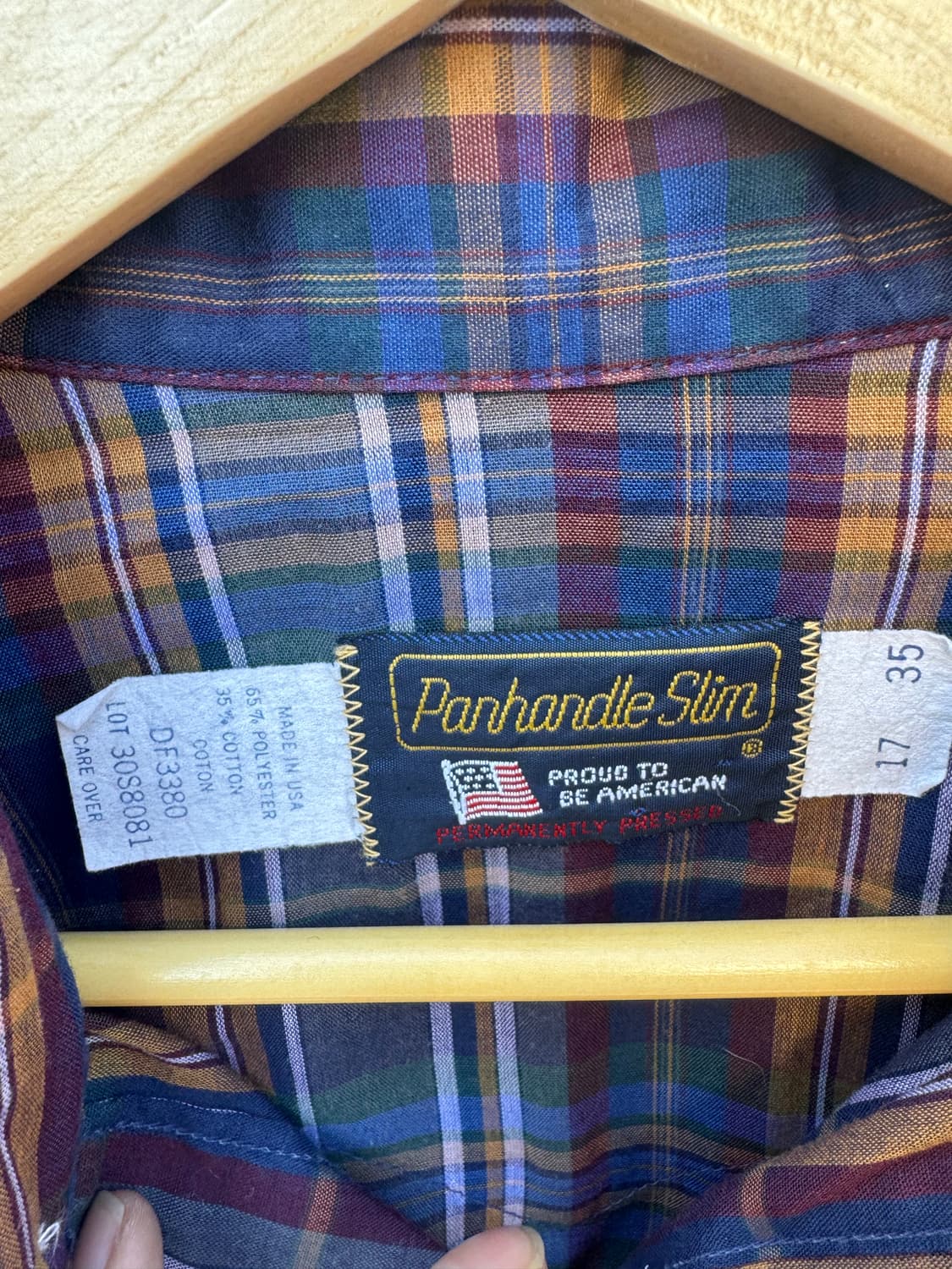 80s 팬핸들슬림 빈티지 체크 패턴 웨스턴 셔츠  상품이미지6