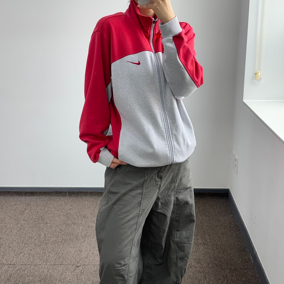 Nike 나이키 레드 로고 레드 그레이 집업 상품이미지2