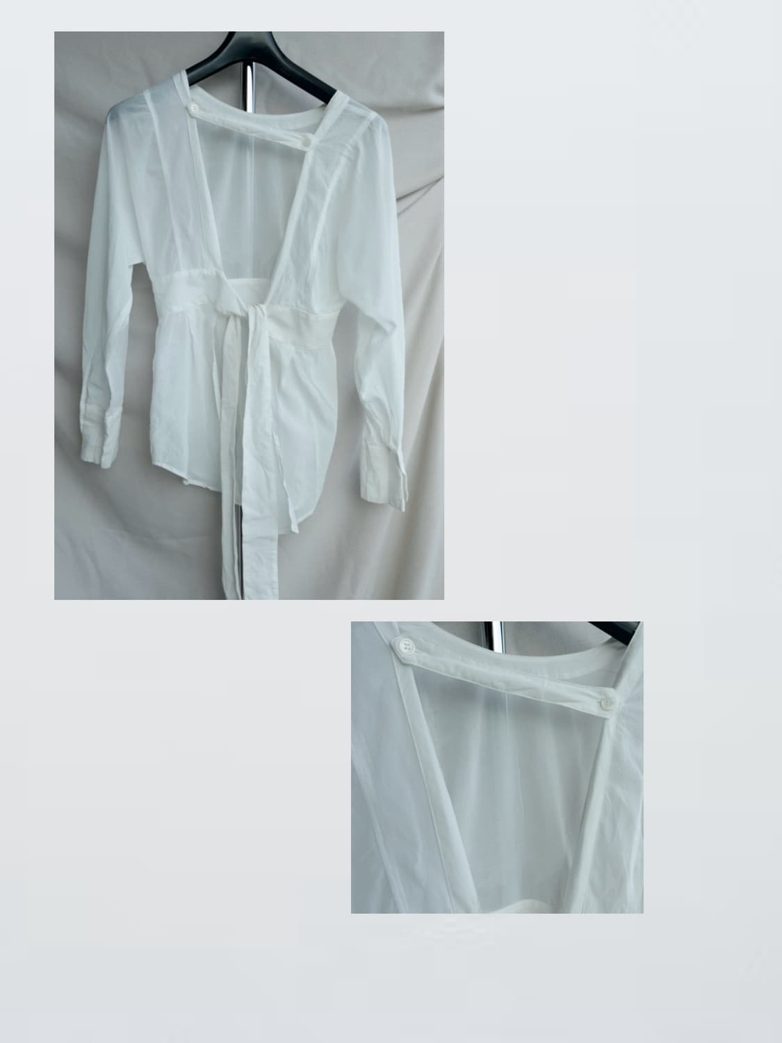 White Tied Shirt 화이트 끈 셔츠 상품이미지1