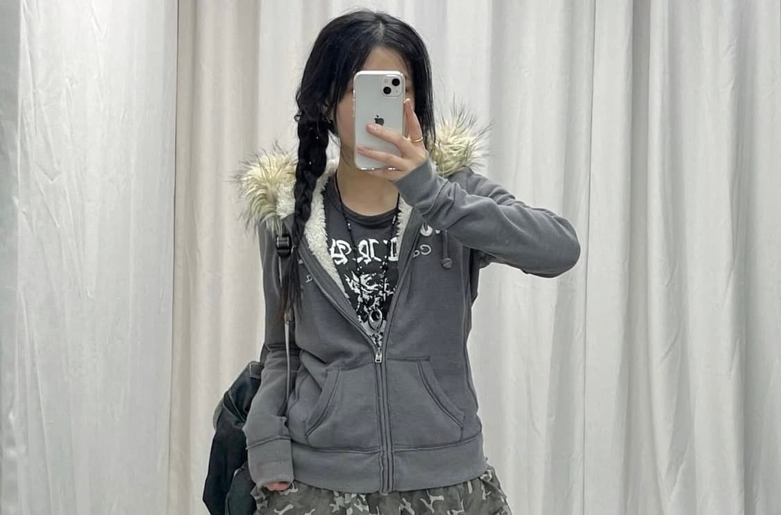 00s 홀리스터 레터링 패치 울프죠 퍼 후드집업 빈티지 펑크 록 상품이미지1