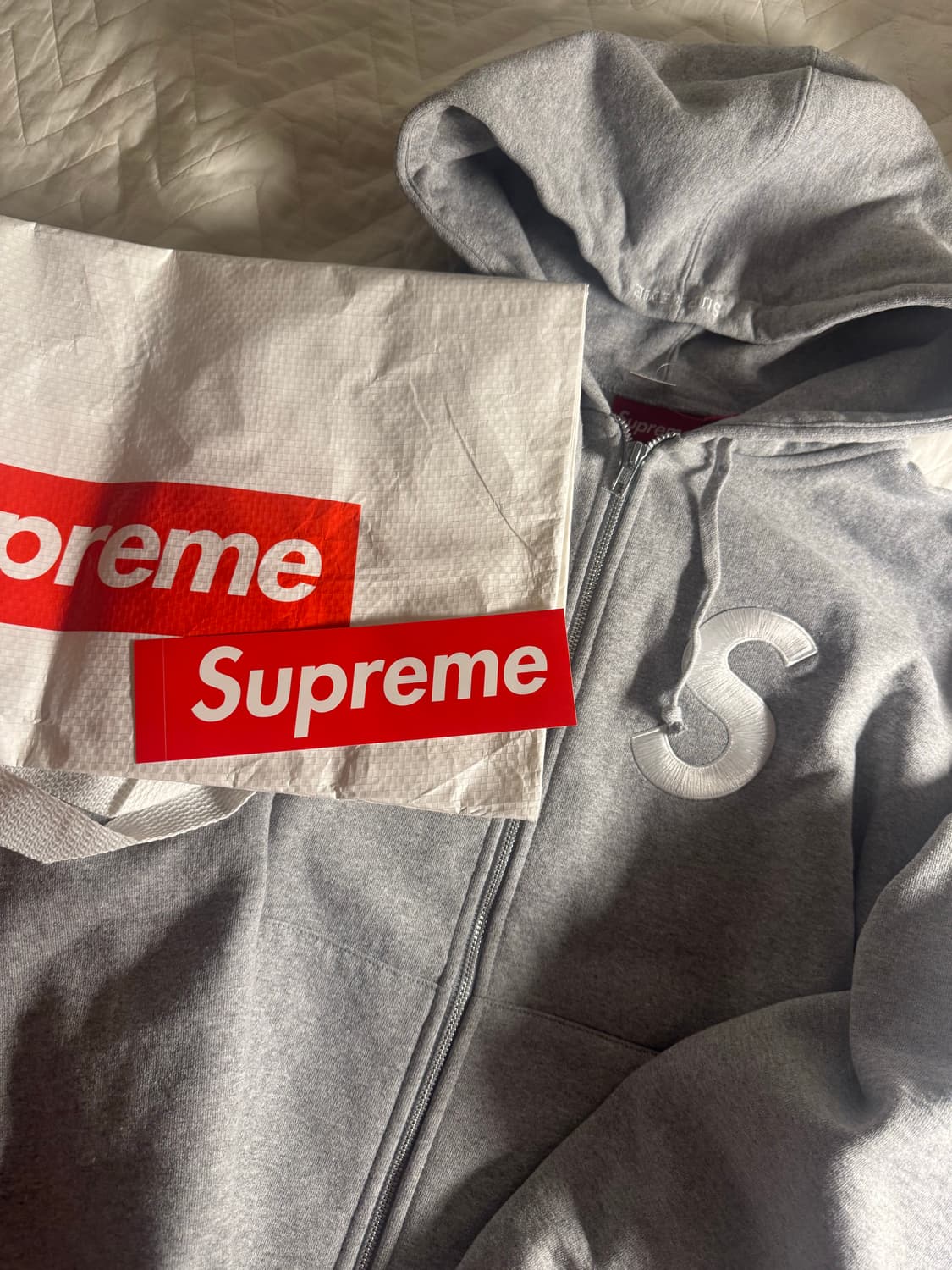 (새상품) 슈프림 S로고 후드집업 헤더 그레이 25fw 상품이미지1