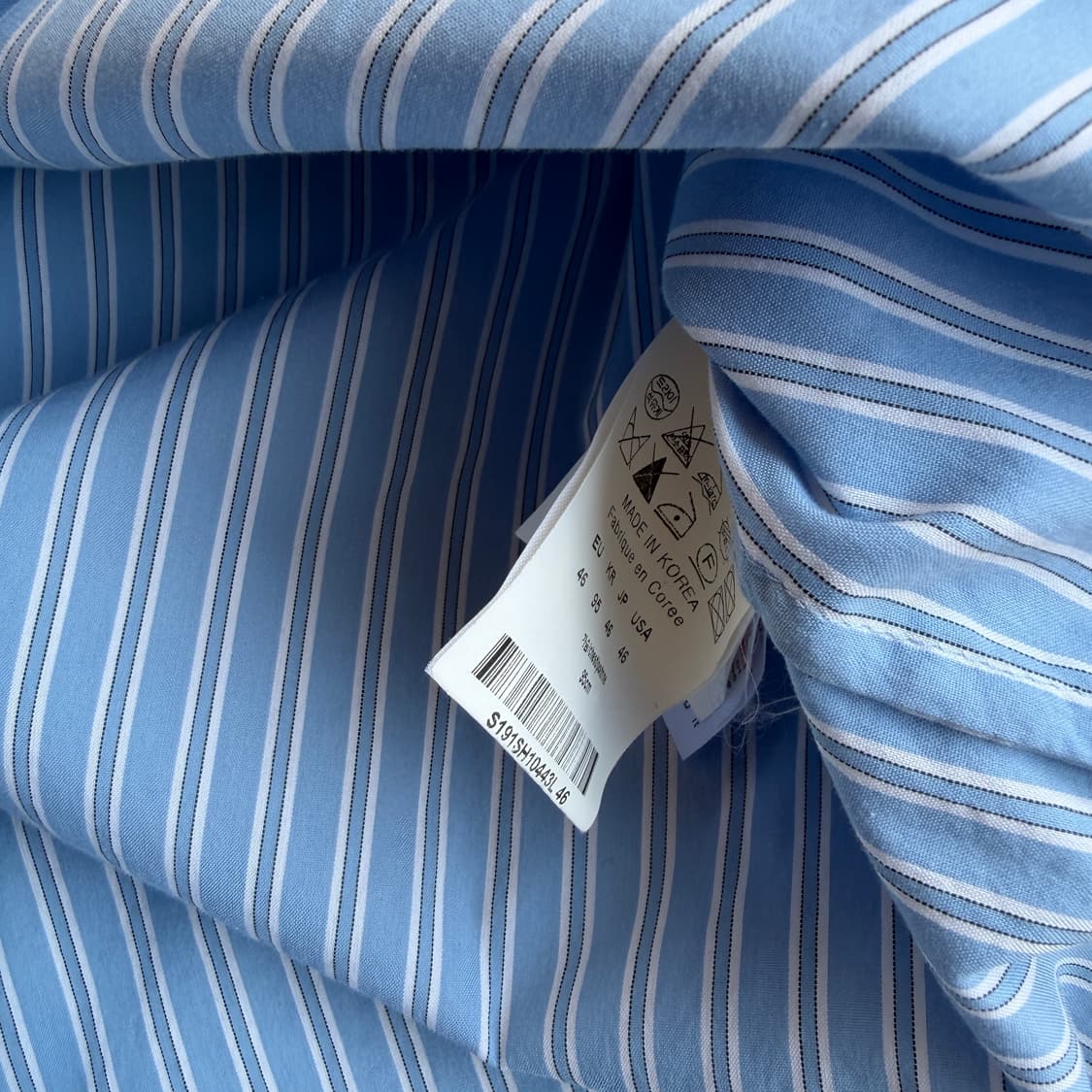 솔리드 옴므 블루 스트라이프 하프버튼 셔츠 상품이미지6