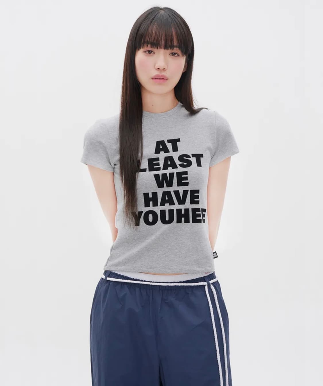 유희 레터링 반팔 티셔츠 그레이 상품이미지2