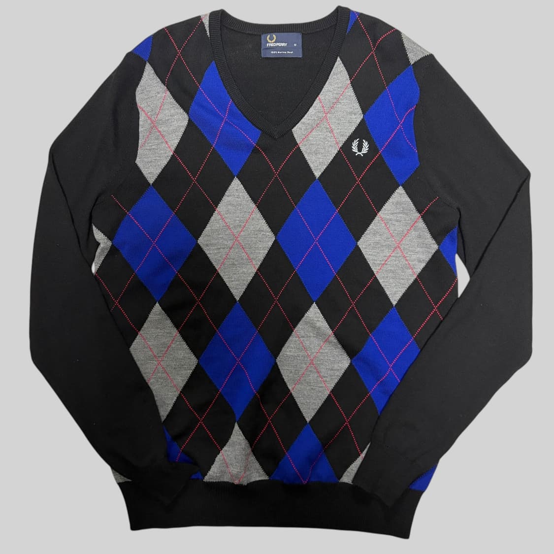 프레드페리 아가일 브이넥 메리노울 니트 M 상품이미지1