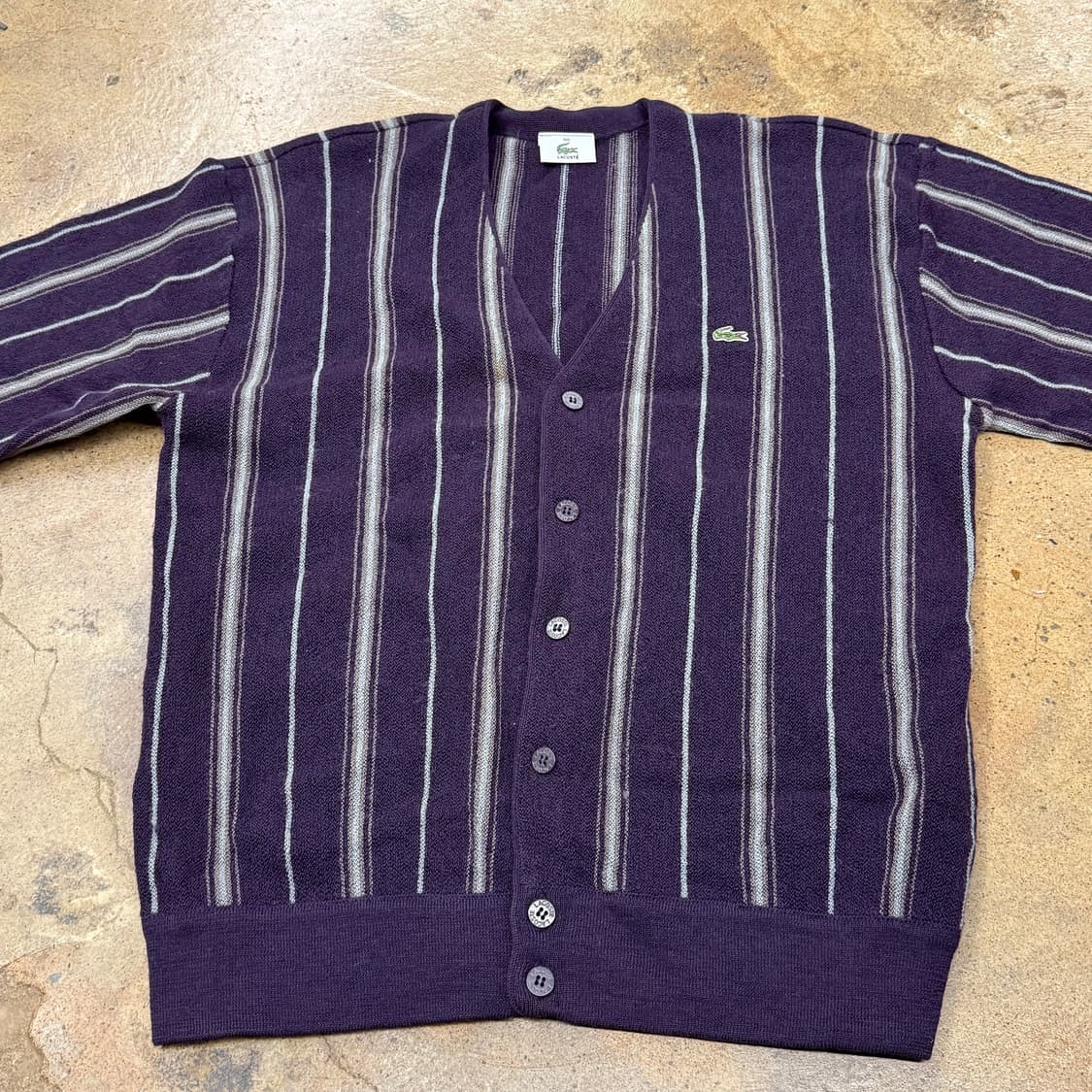 [정품/100] 라코스테 스트라이프 가디건 퍼플 b15 상품이미지3