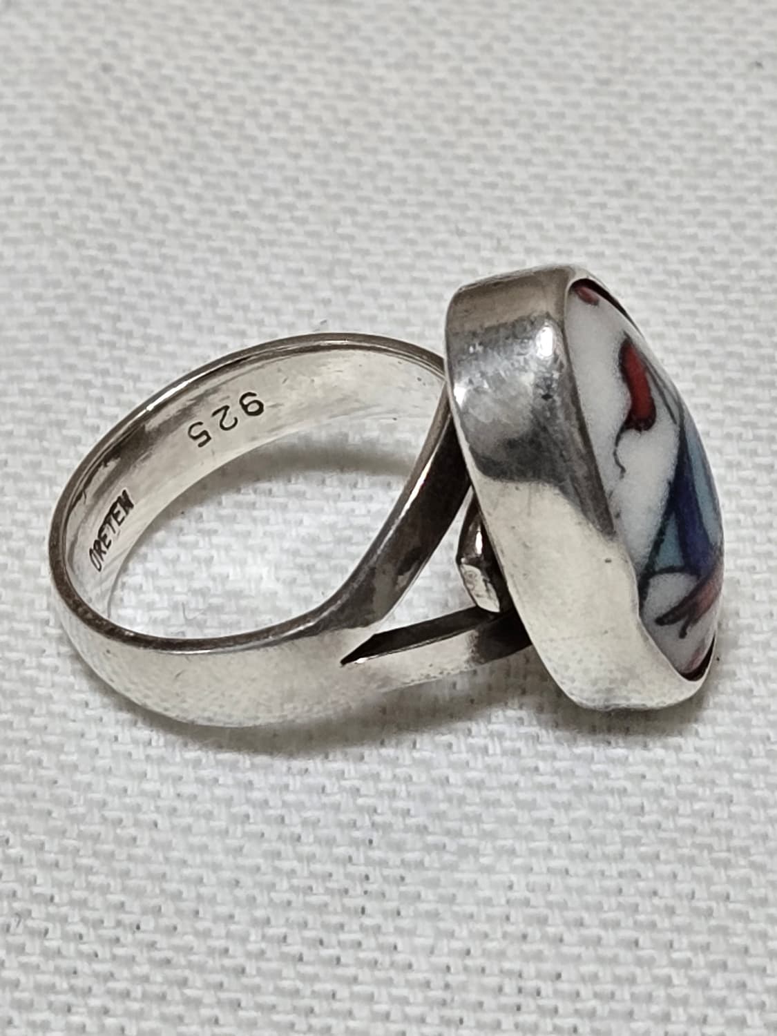 빈티지 925 실버 세일링 보트 아트 링 · 핸드페인팅  상품이미지2