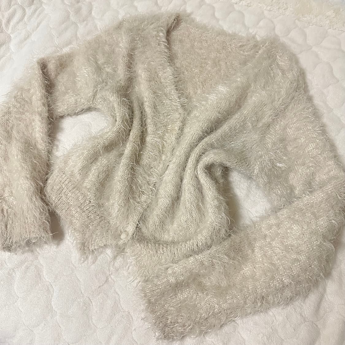 일본 빈티지 퍼가디건 아이보리 상품이미지1