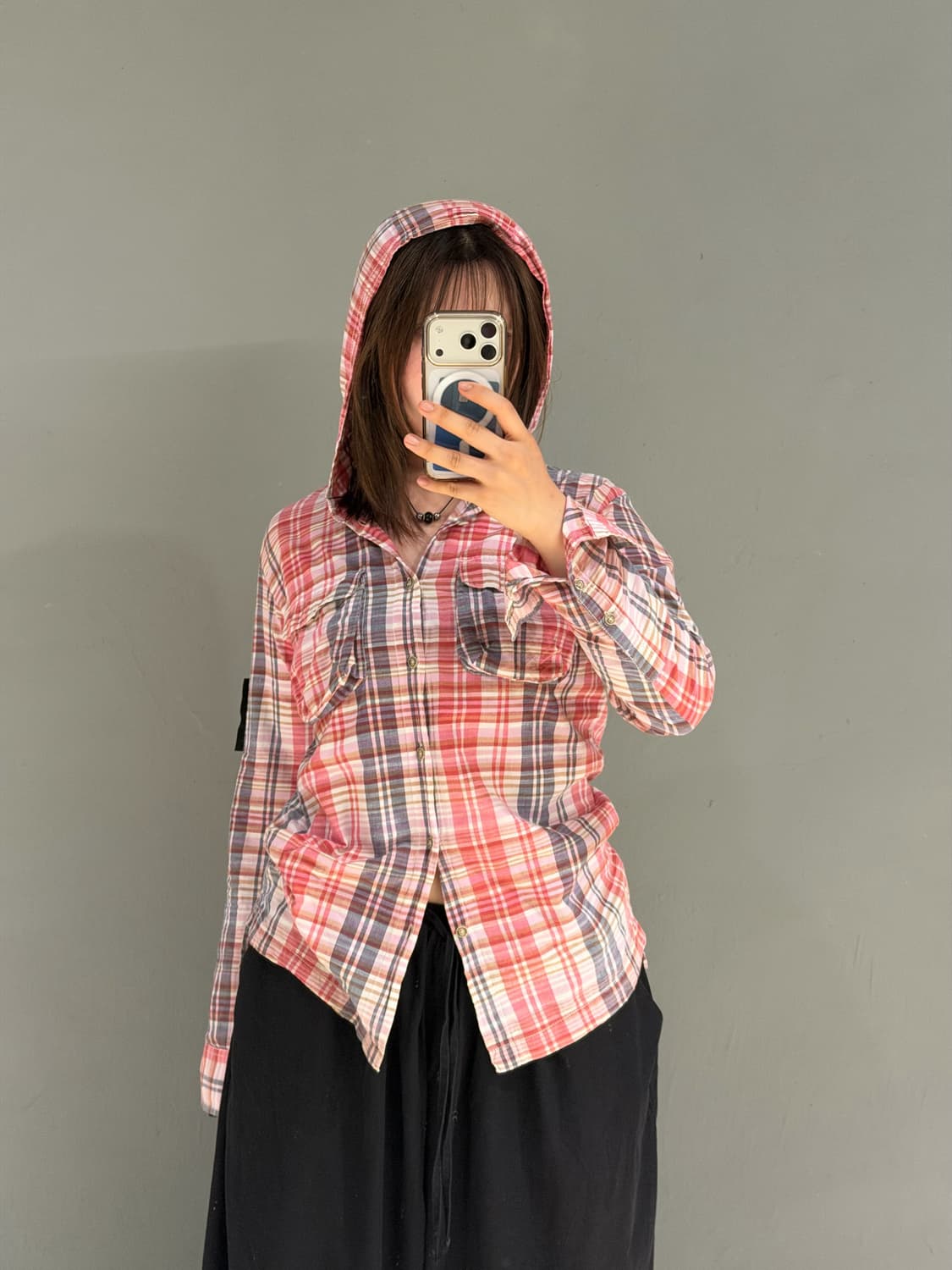 55DSL check pattern hood shirt 상품이미지3