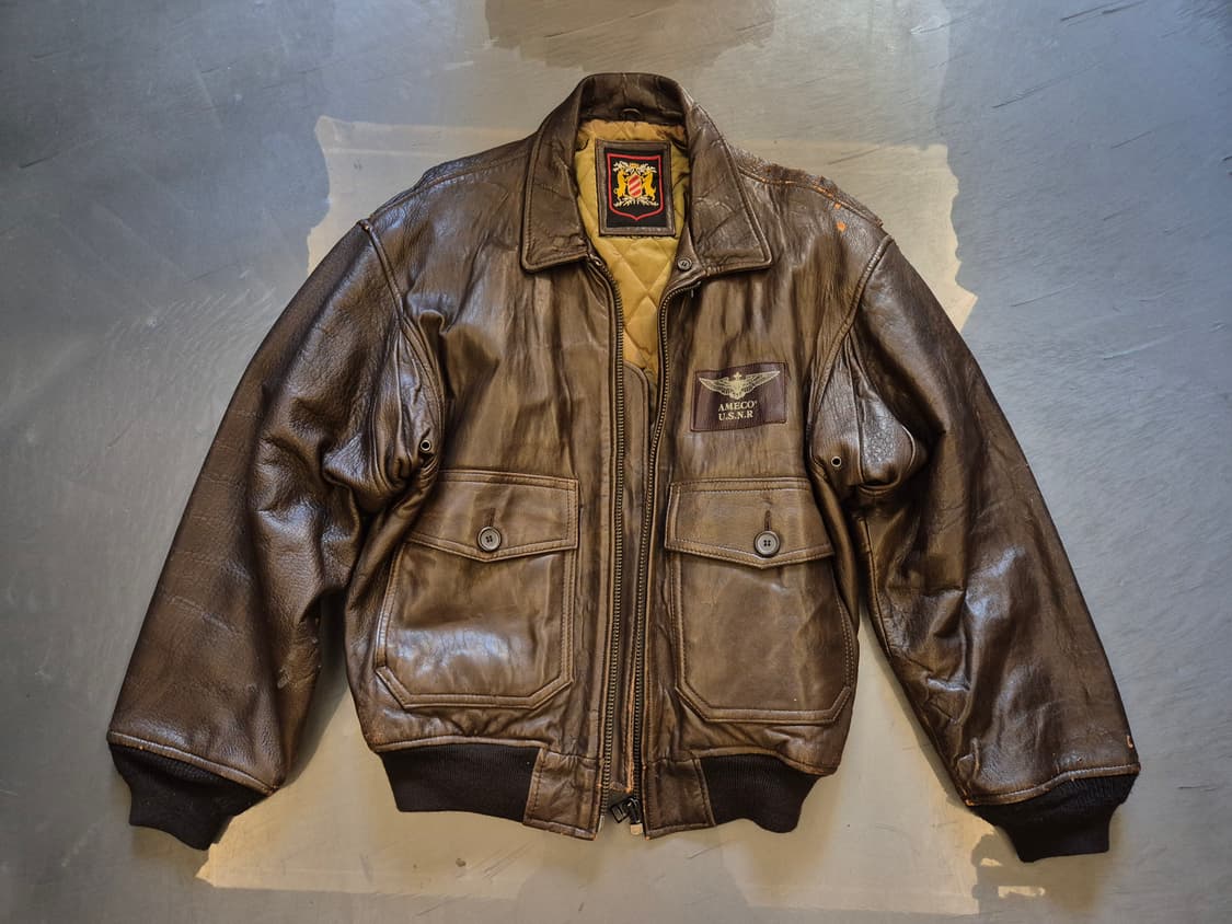 90s AMECO A-2 레더 자켕 상품이미지1