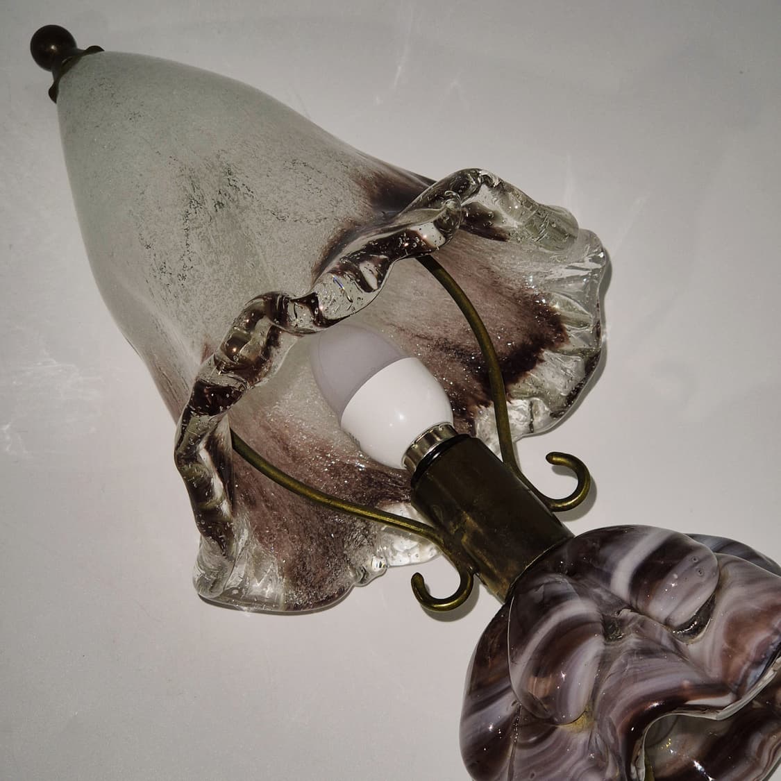 70s 레어 이와타 핸드블로운 퍼플 마블 꼬깔 램프 상품이미지10