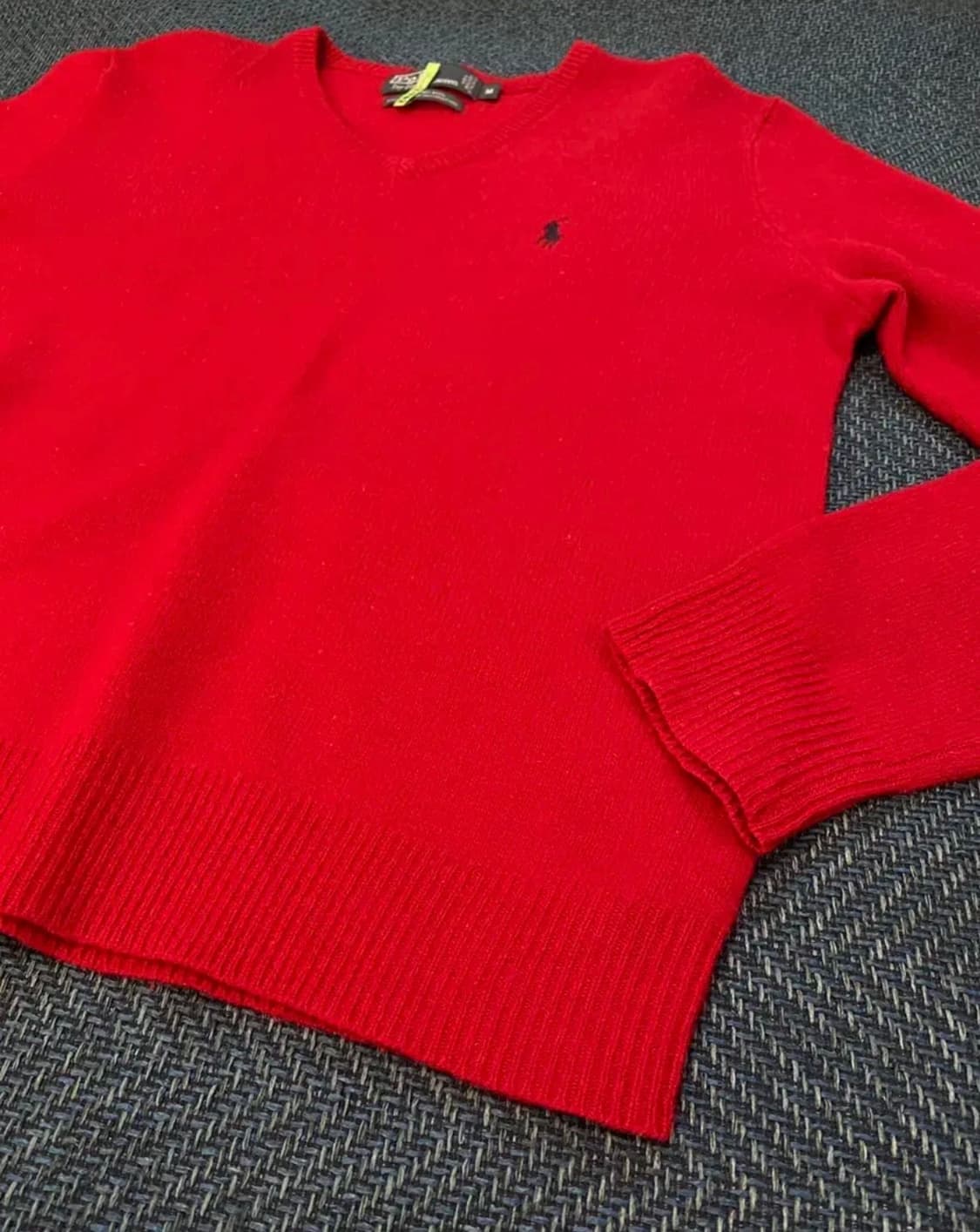 (빈티지) 폴로 브이넥 니트 레드 상품이미지2