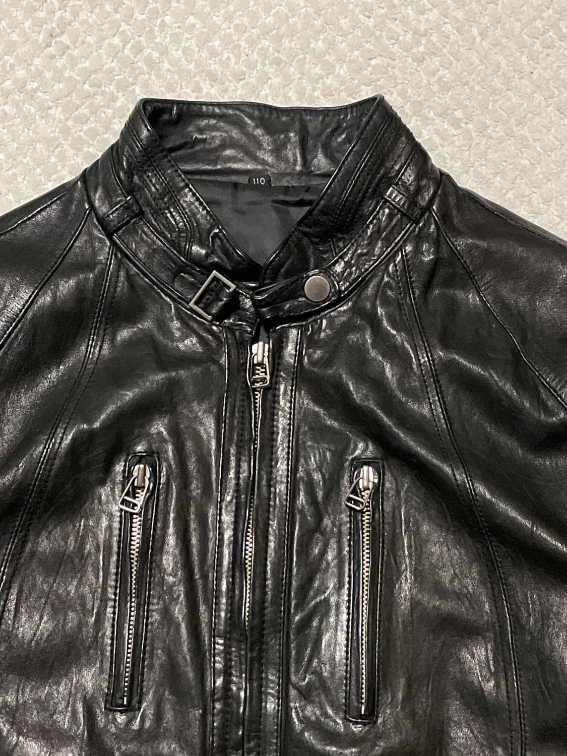 광희시장 웨스턴 무드 램스킨 양가죽 절개 레더 자켓 상품이미지4