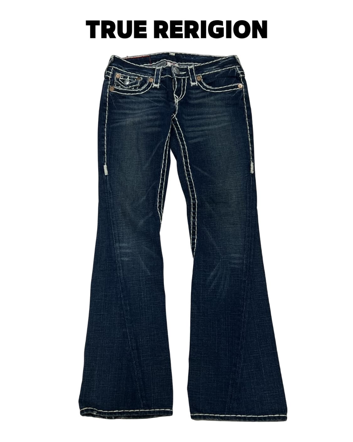 트루릴리젼 우먼스 조이슈퍼 티 화이트 스티치 부츠컷 데님 팬츠 상품이미지1