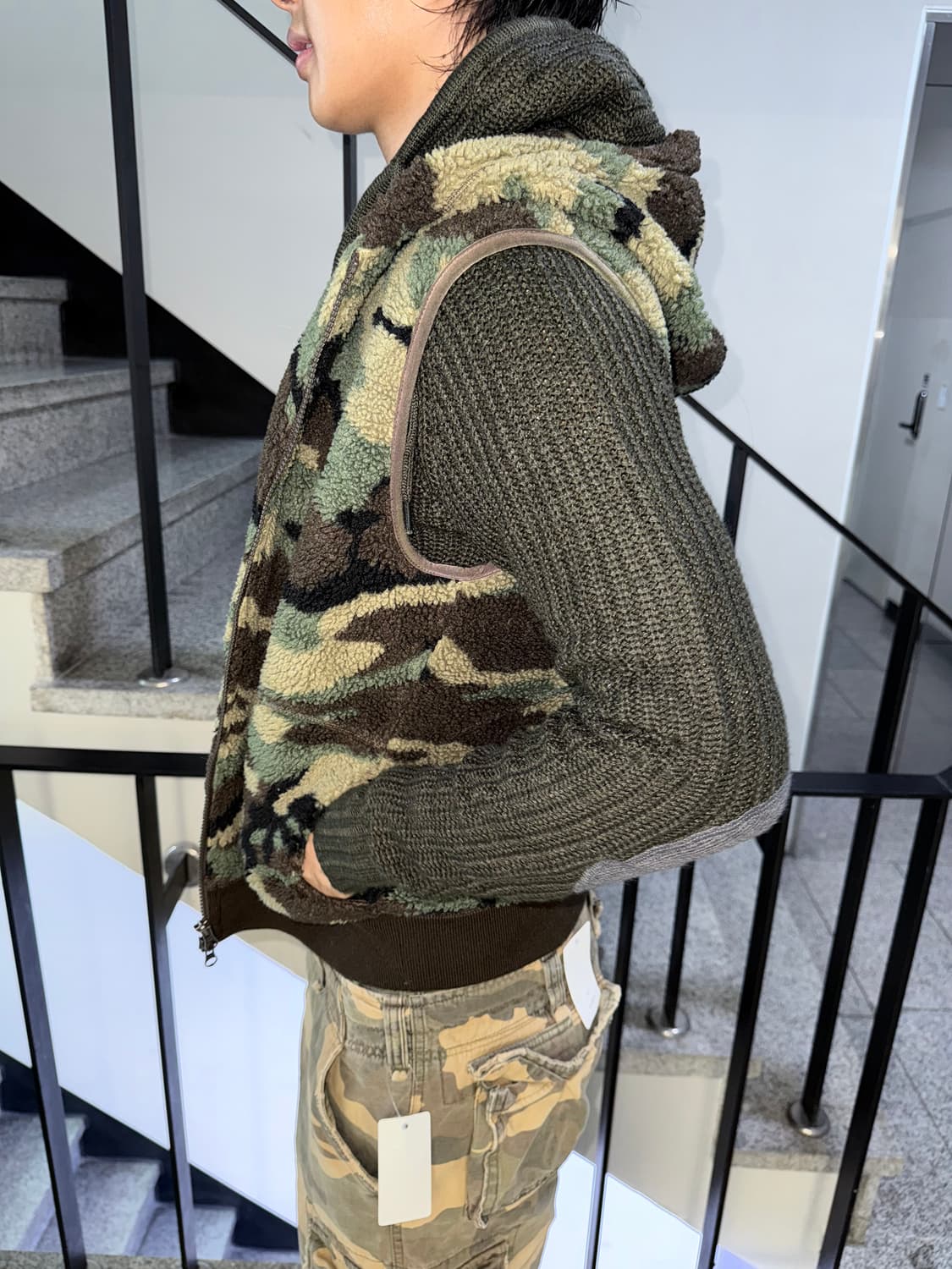 camo fleece zipup vest 상품이미지2