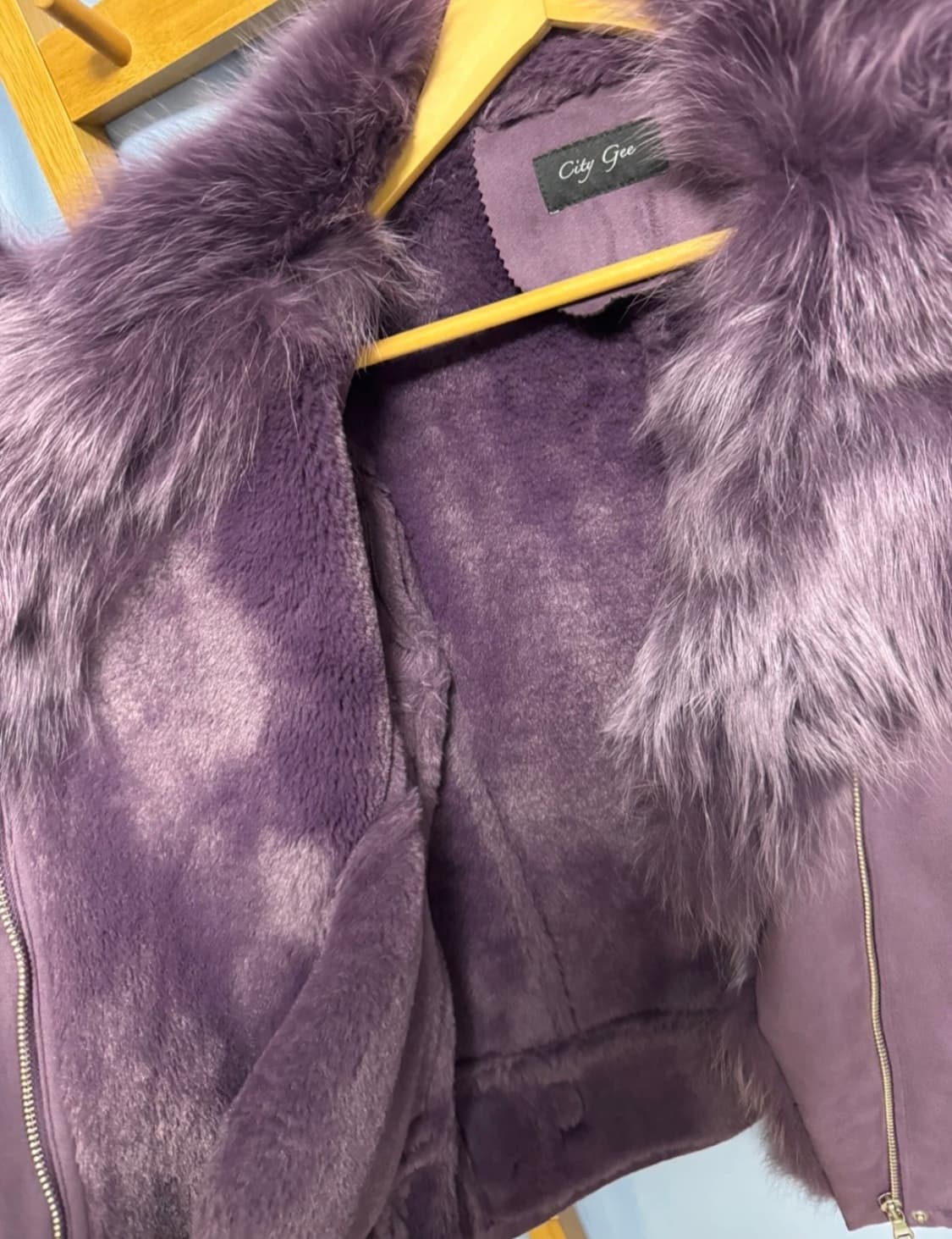 퍼카라 무스탕 바이올렛 퍼플 라이더자켓  55 씨티지 상품이미지4