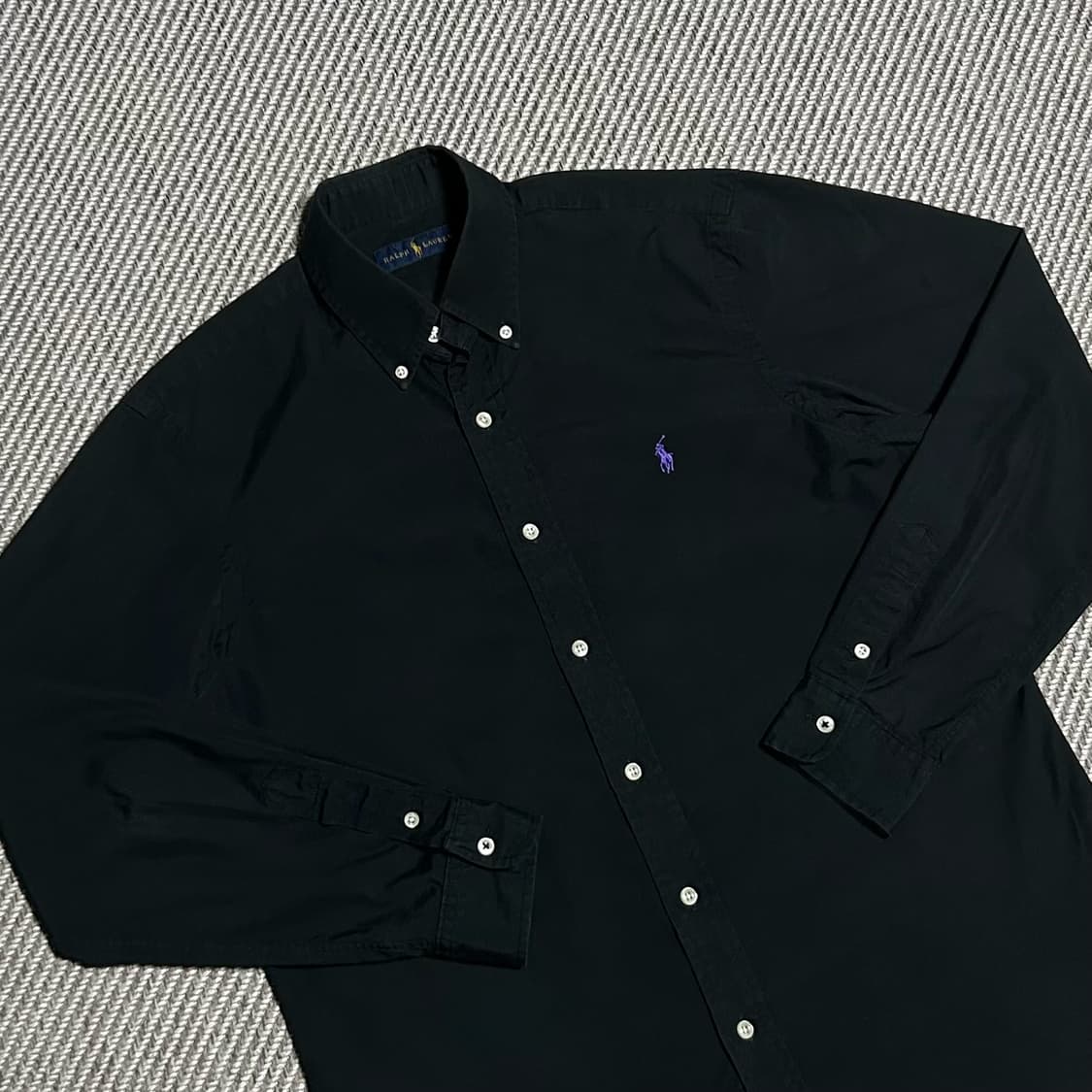 [M] Polo 폴로 랄프로렌 신형 블랙 솔리드 셔츠 상품이미지2