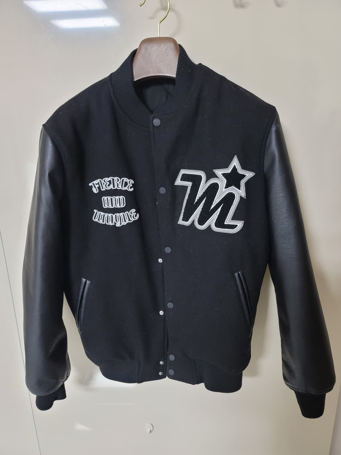 자라 울 가죽 바시티 자켓 야구점퍼 175/92A 105정사이즈  상품이미지1