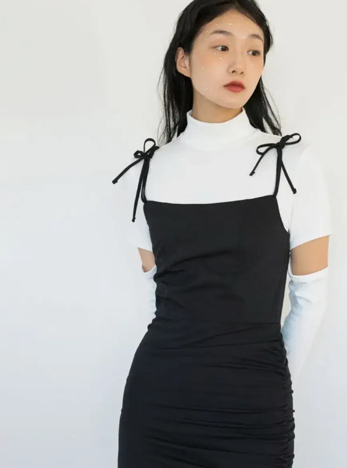 일구구일 언발란스 리본 드레스 그레이  상품이미지3