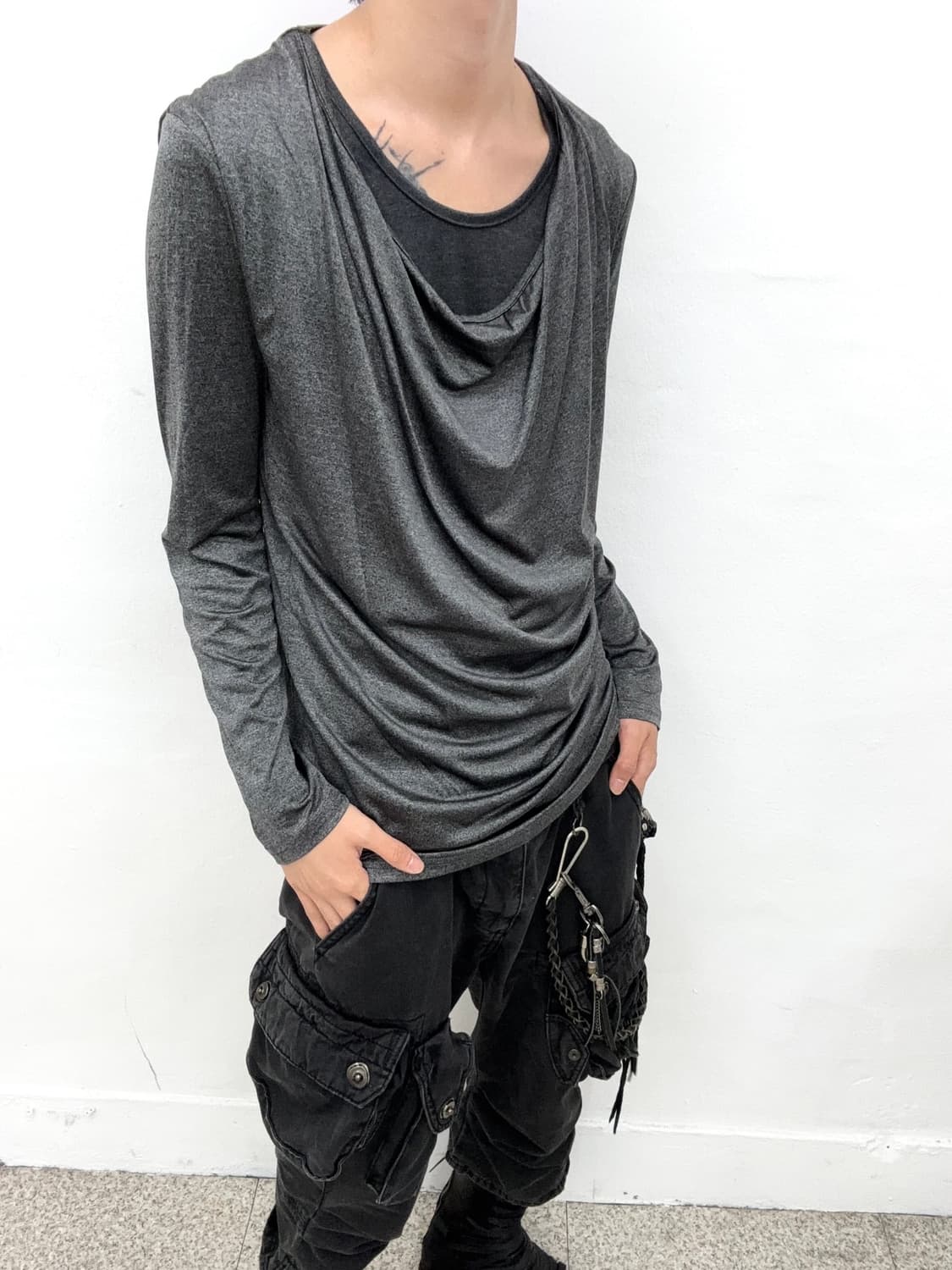 Schlussel drape unbalanced layered cut s 상품이미지4