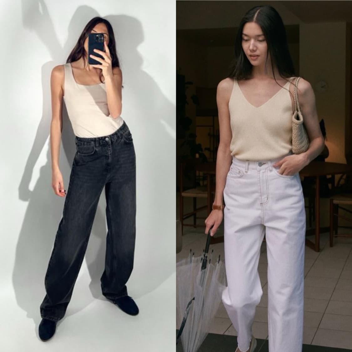 자라 & 캐시 여름 기본 골지 스킨 나시 일괄 1+1 상품이미지1