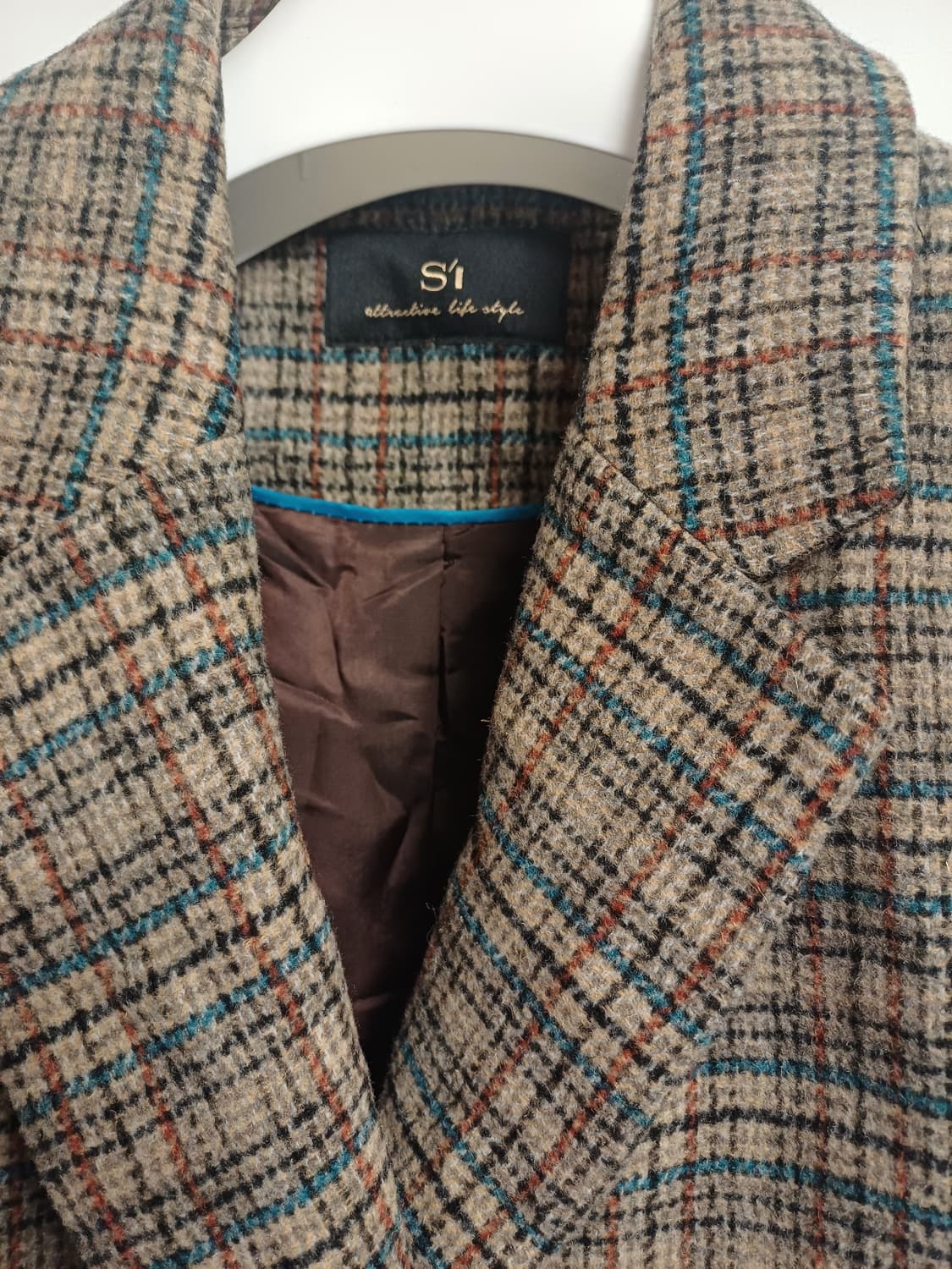 [이태리원단] SI(씨) 여성 자수 포인트 체크 롱코트 (55) 상품이미지4