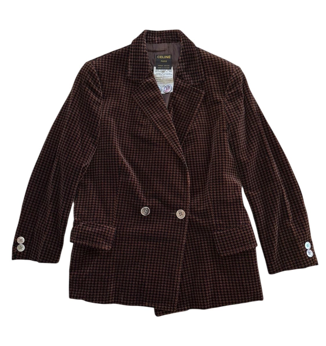 올드 셀린느 90s 브라운 하운드투스 벨벳 블레이저 상품이미지3