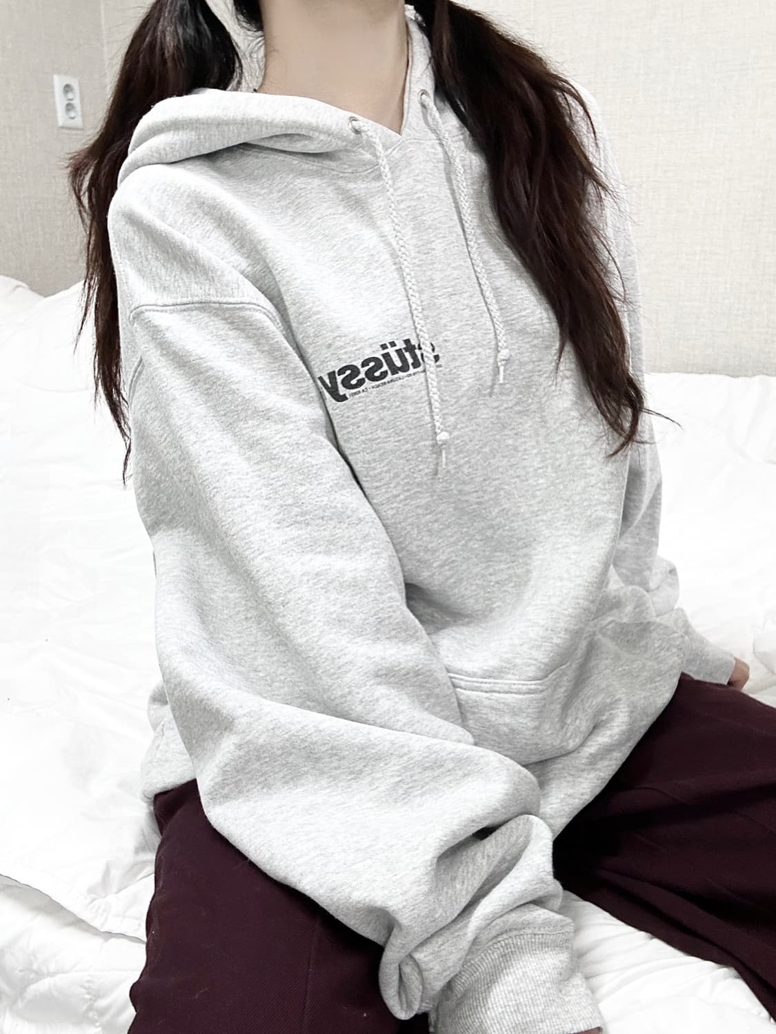 스투시 빅로고  그레이 후드 상품이미지2