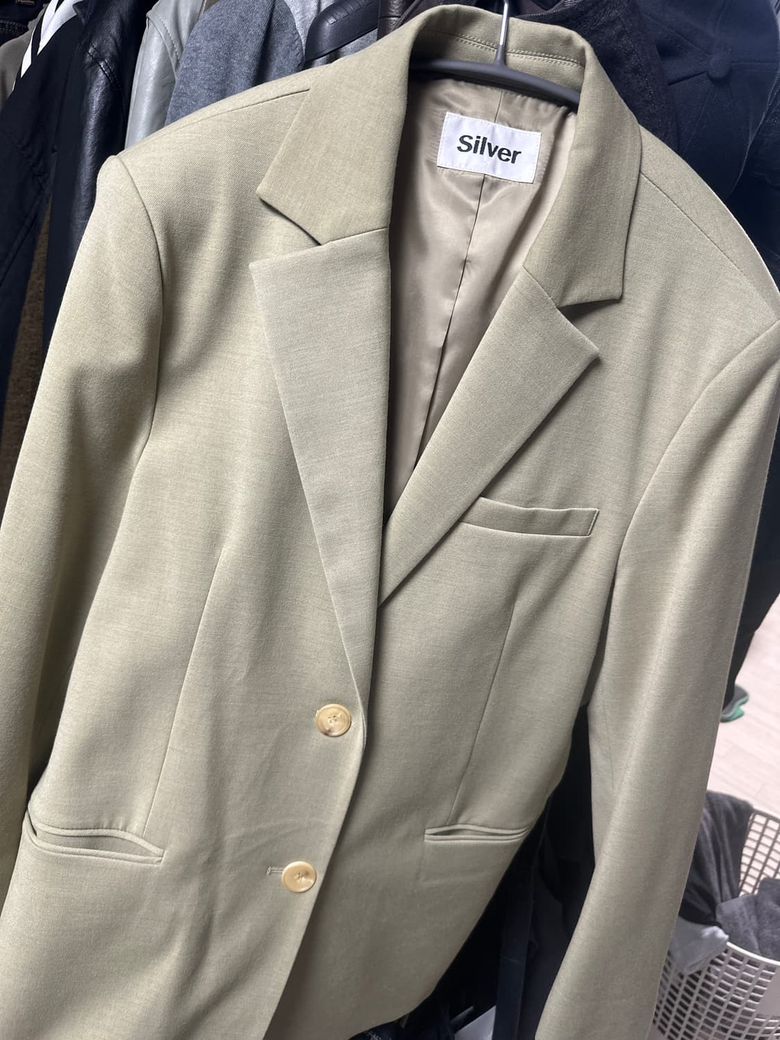 올리브카키색 블레이저 오버핏 자켓 상품이미지2