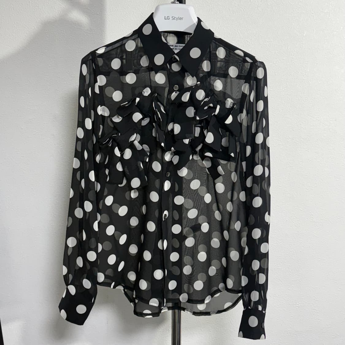 24ss 꼼데가르송 꼼데가르송 폴카닷 리본 블라우스 s 상품이미지3