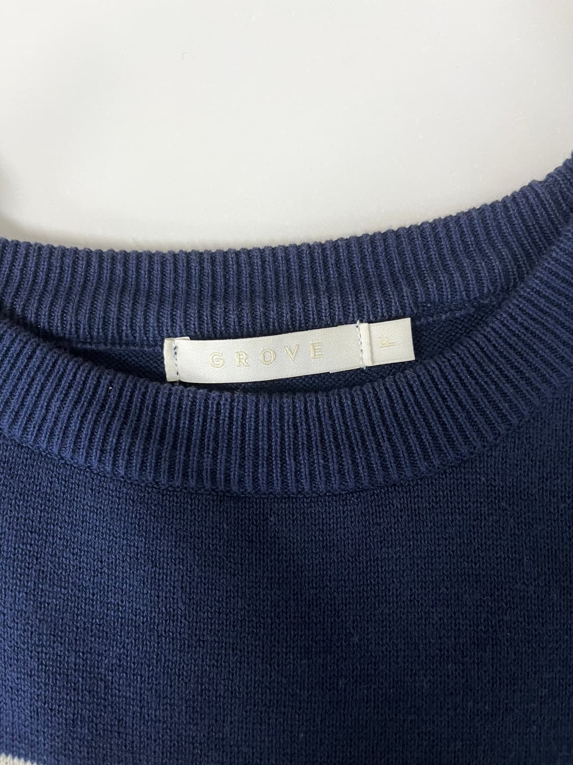 F) 그로브 GROVE 스트라이프 반팔 니트 네이비 상품이미지4