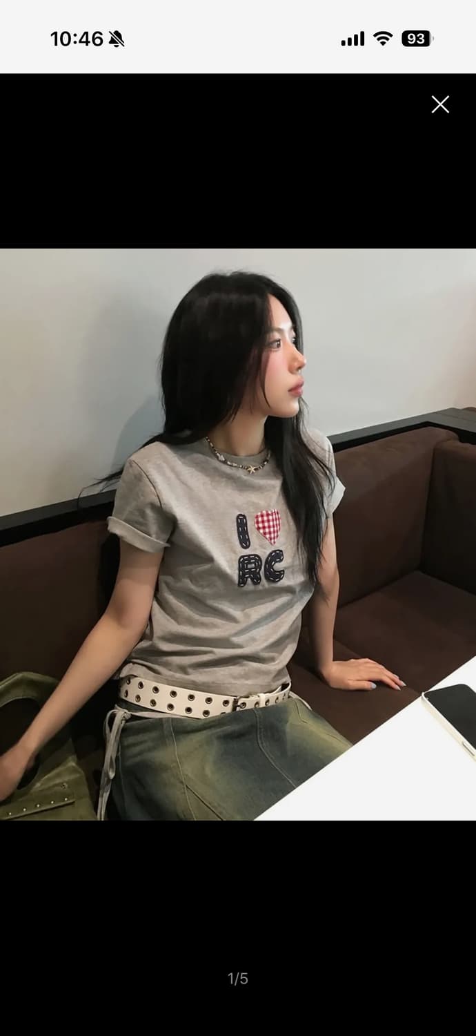락케이크 Check Heart Top - Gray 상품이미지1
