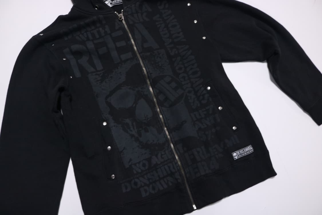 펑크 스컬 프린팅 후드집업 상품이미지4