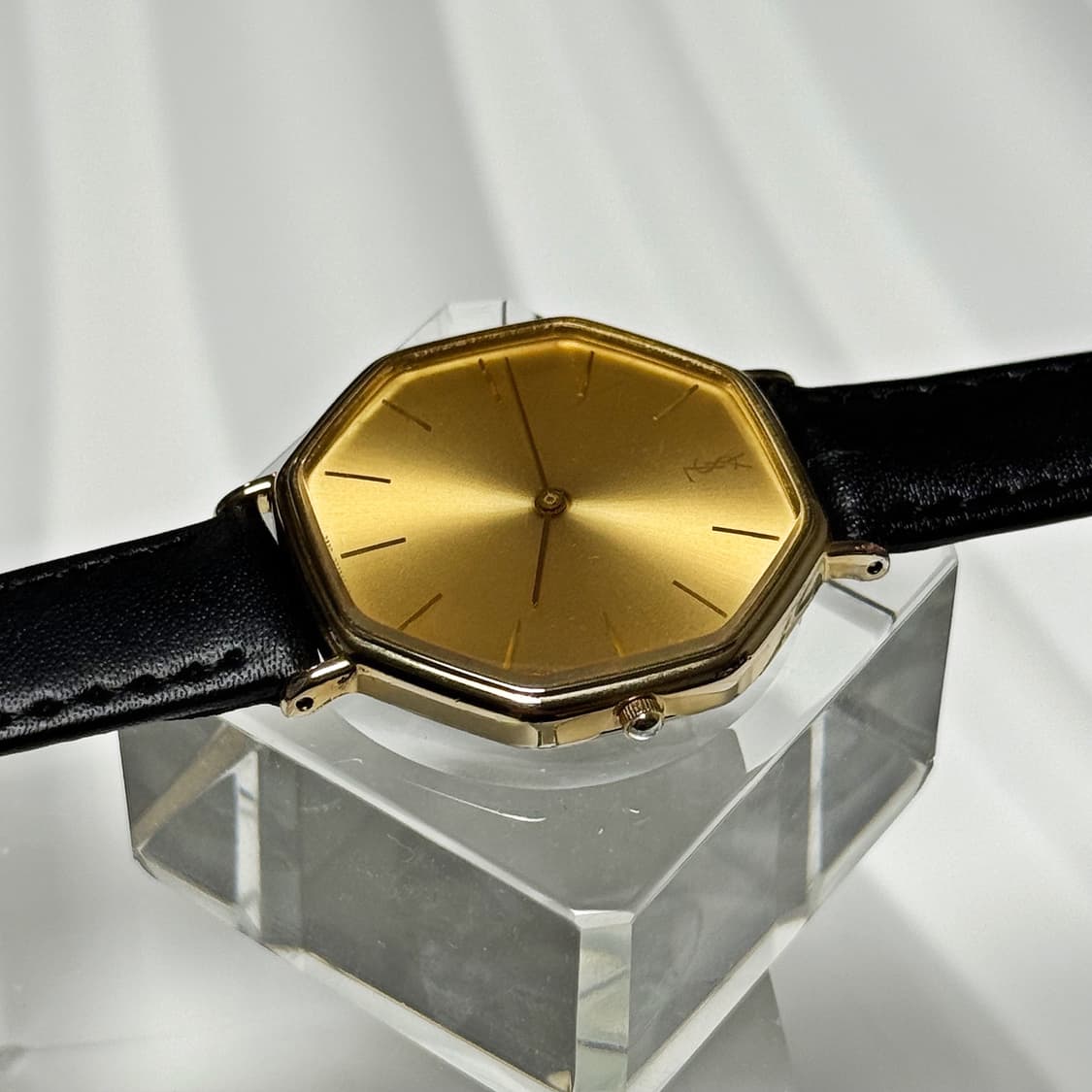 80's90's 빈티지 YSL 이브생로랑 옥타곤 샴페인 골드 워치 상품이미지7