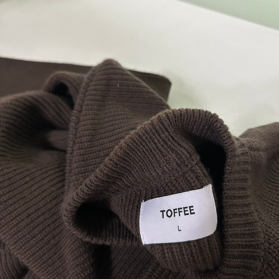 L-XL 토피 딥브라운 루즈오버핏 U넥 울 가디건 상품이미지4