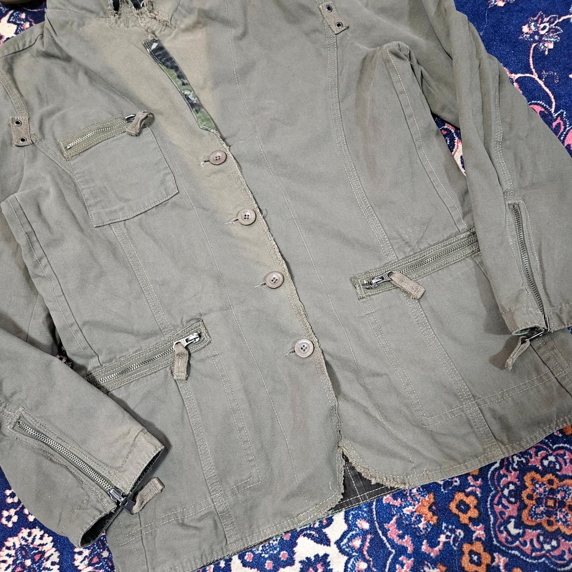 퀵실버(QuikSilver) 카모플라쥬 리버시블 야상 버튼 자켓 M 상품이미지4