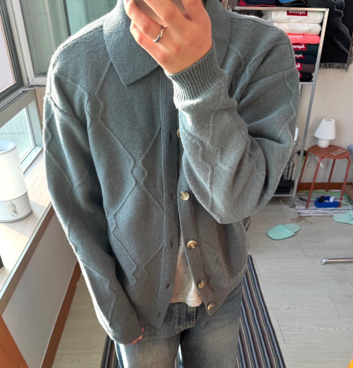 셔터 패턴 가디건 상품이미지1