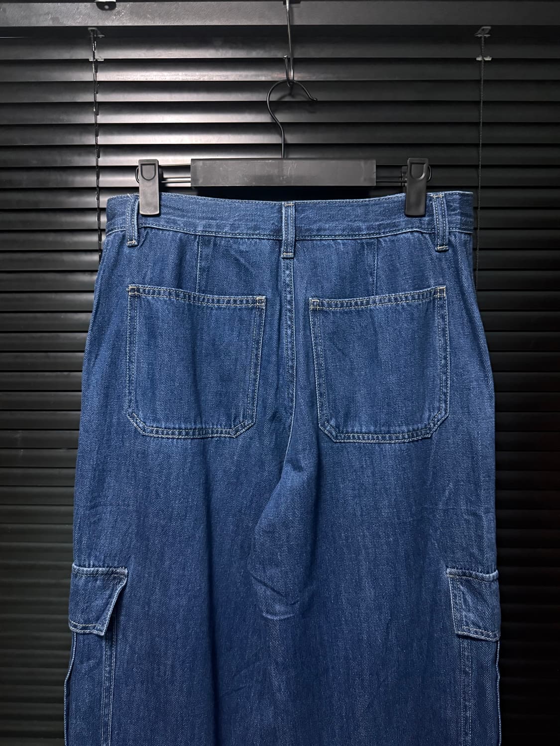 GU 지유 진청 데님 카고 와이드 M 28 29 파라슈트 퍼티그 워크 상품이미지3