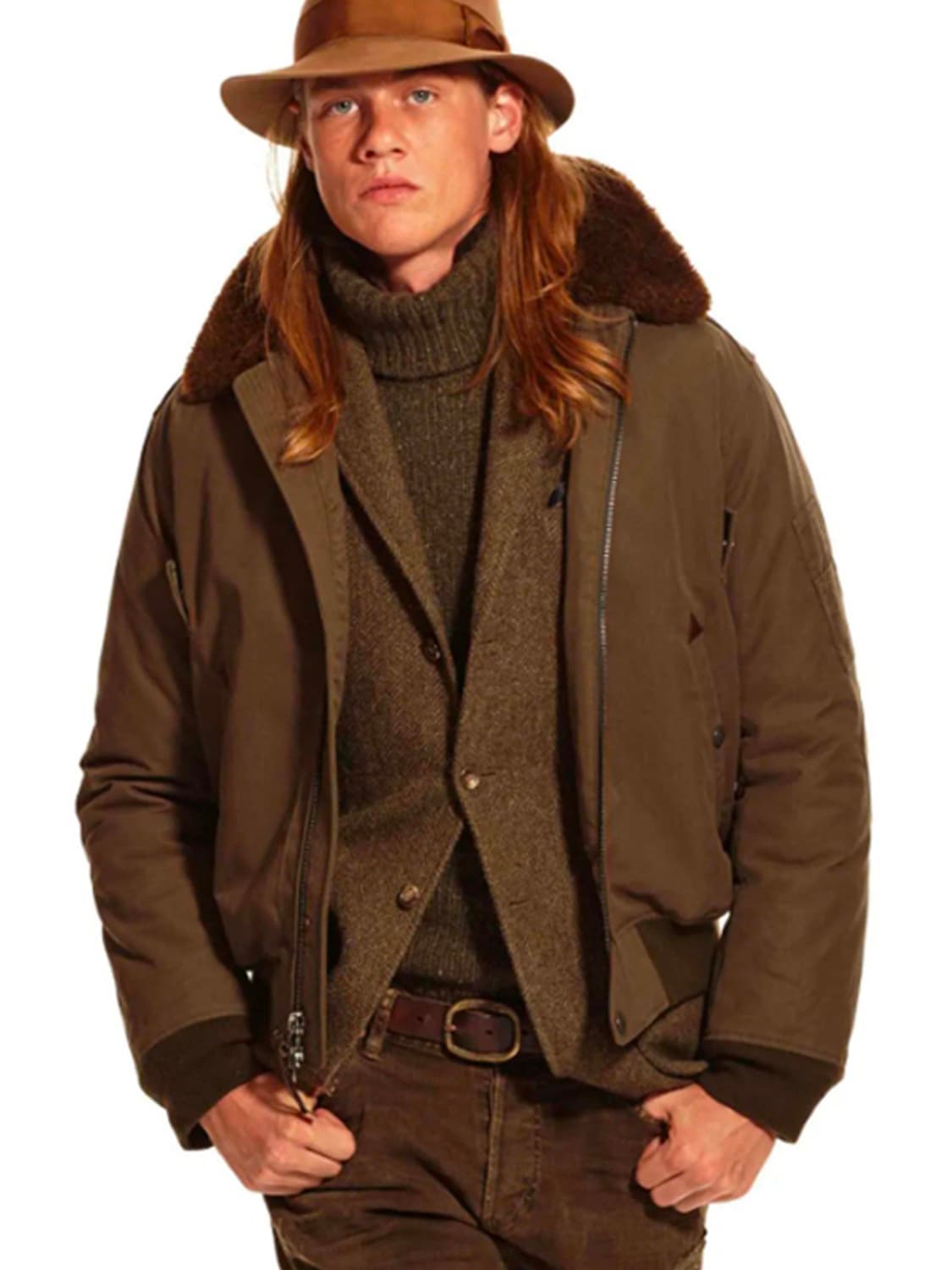 폴로 랄프로렌 b-15 램스킨 시어링 왁스 다운 봄버자켓 상품이미지4