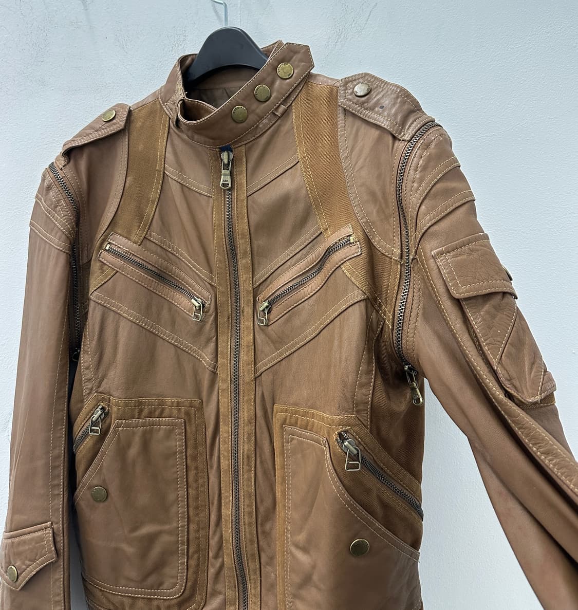 Asymmetric zip detachable sheep leather 상품이미지7